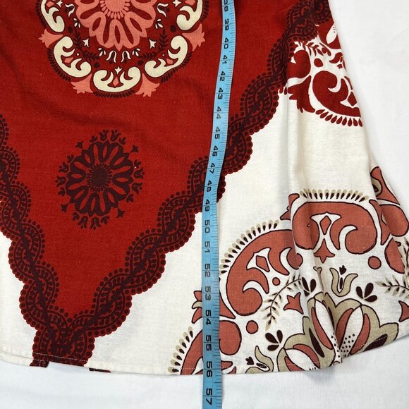 Marfinno Linen Medallion Maxi Dress Long Sleeve Cream Orange Medium - Picture 11 of 16